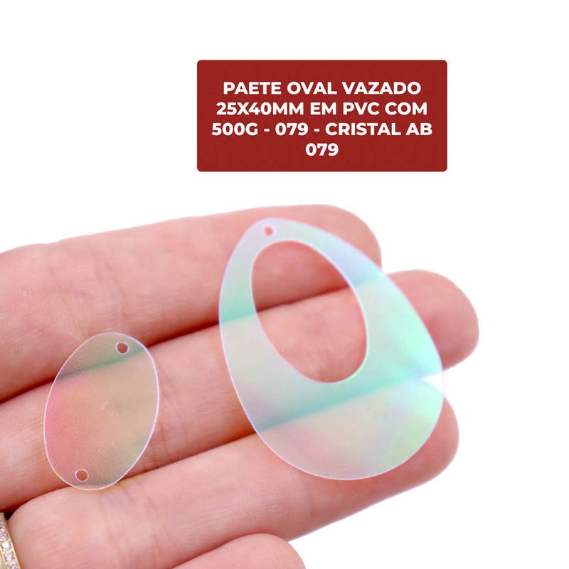 PAETE-OVAL-VAZADO-25X40MM-EM-PVC-COM-500G---079---CRISTAL-AB-079