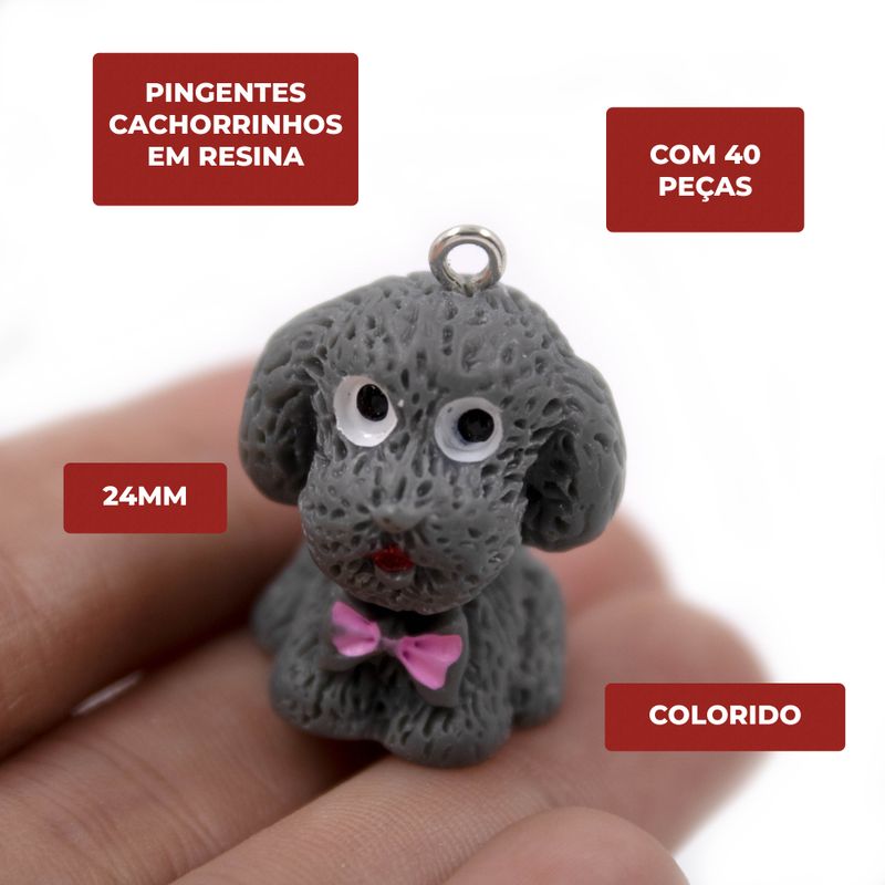 PINGENTE-CACHORRINHOS-24MM-EM-RESINA-COM-40-PECAS---103---COLORIDO