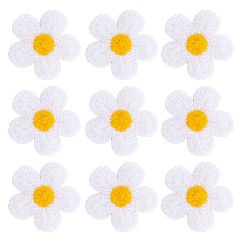 APLIQUE-FLOR-DE-CROCHE-5CM-EM-POLIESTER-COM-25-PECAS---BRANCO-COM-AMARELO