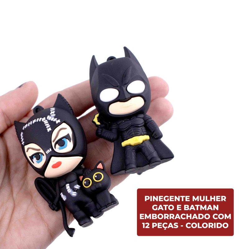 PINGENTE-MULHER-GATO-E-BATMAN-EMBORRACHADO-COM-12-PECAS---103---COLORIDO