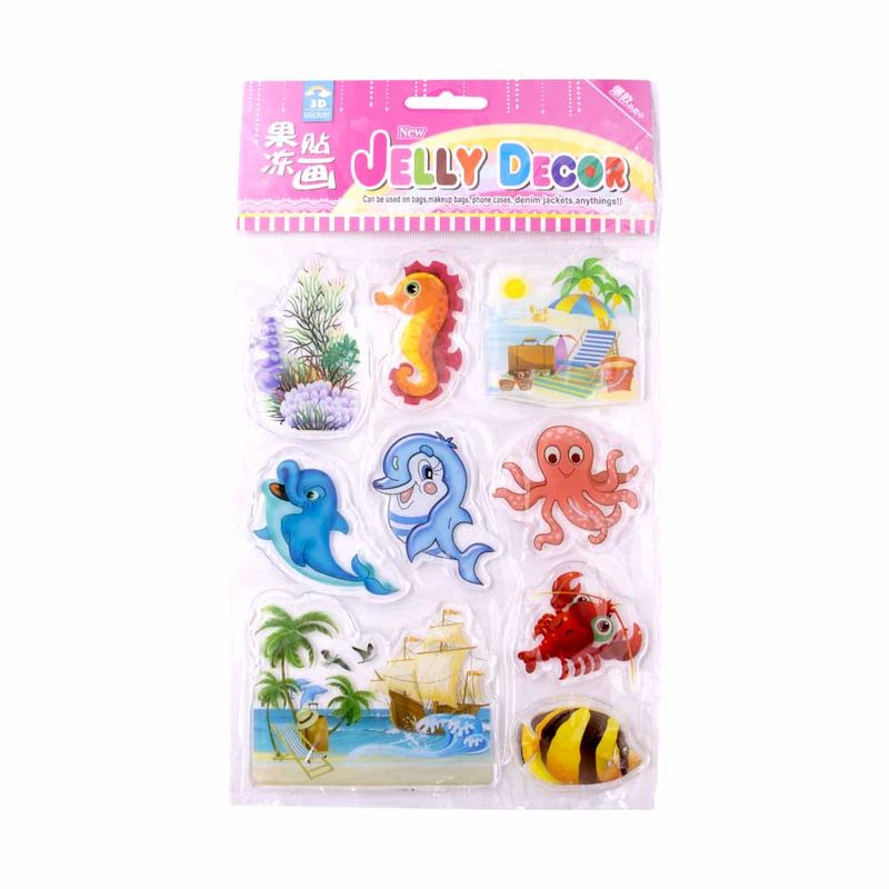 CARTELA-ADESIVA-JELLY-DECOR-PERSONAGENS-VARIADOS-UNIDADE----1071---ANIMAIS-MARINHOS