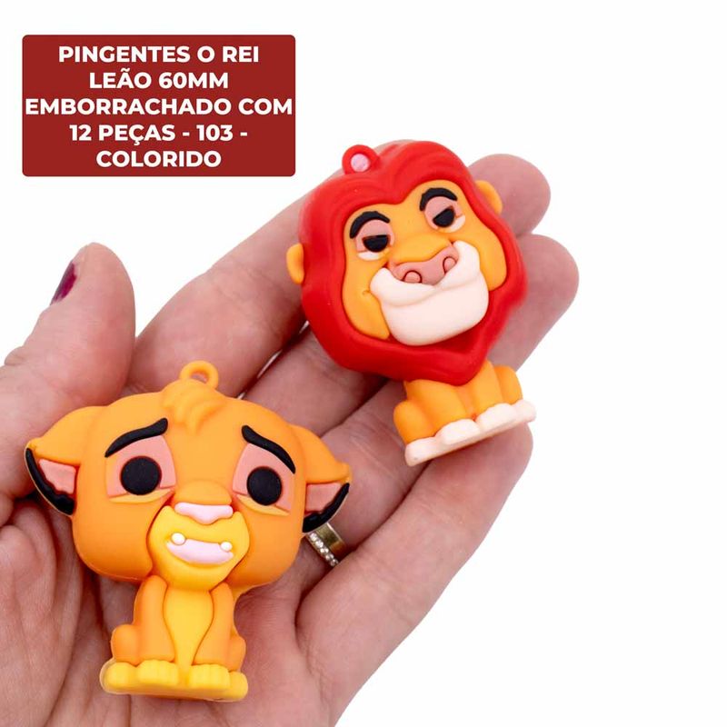 PINGENTES-O-REI-LEAO-60MM-EMBORRACHADO-COM-12-PECAS---103---COLORIDO