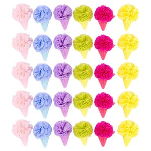Aplique Sorvete Com Pompom 35Mm Em Resina E Poliester Com 50 Peças