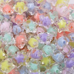Estrela Colorida Translucida Com Miolo Passante 12Mm Em Acrilico Com 25G