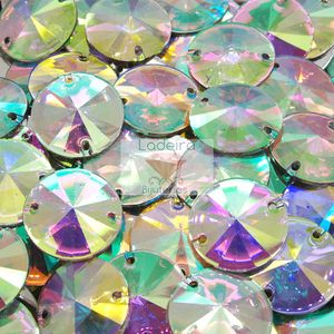 CHATON PARA COSTURA RIVOLI REDONDO IRISADO 18MM EM RESINA COM 50 PEÇAS