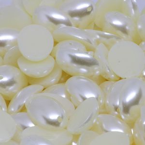 Meia Perola Para Costura Oval 13X18mm Em Abs Com 500Gr