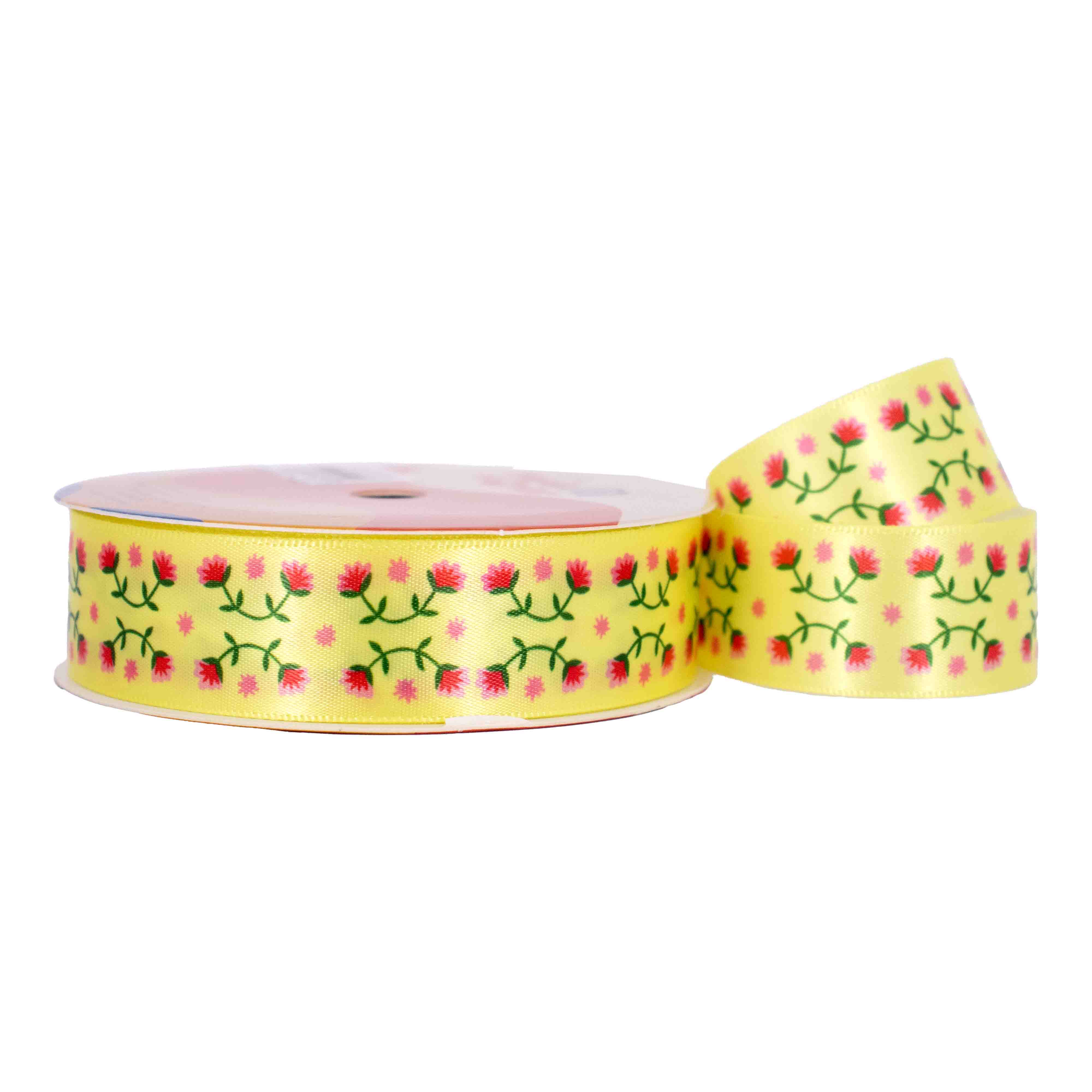 Fita Estampada Tulipas 25mm em Poliester com 9 Metros