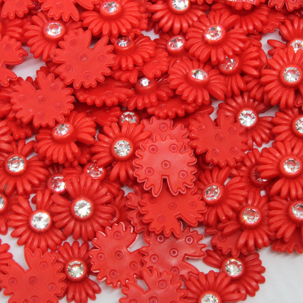 Aplique Flor 14Mm Em Plastico Com 25 Peças