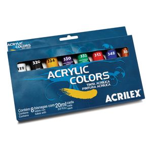 TINTURA ACRILICA ACRYLIC COLORS ACRILEX 20ML COM 8 UNIDADES