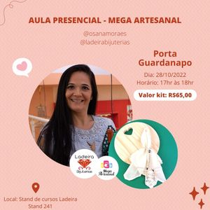 AULA MEGA ARTESANAL – OSANA MORAES – PORTA-GUARDANAPOS (SEXTA-FEIRA 28/10/2022) – VALOR R$ 65,00